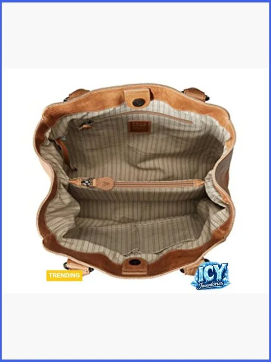 Leather Tote Bag with Shoulder Strap and Multiple Pockets - Picture 4 of 4